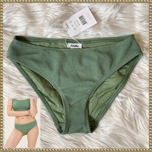 Andie Swim Sea Green Textured Bikini Bottom XS